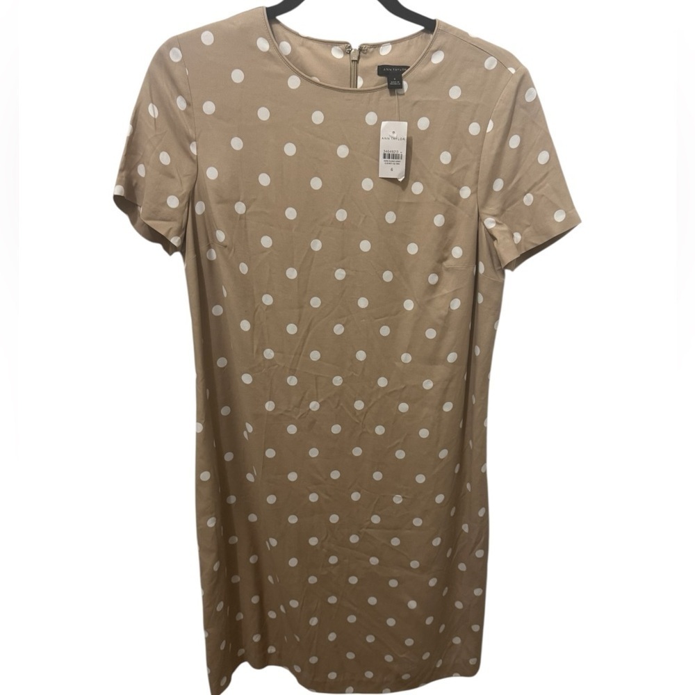Ann Taylor Polka Dot Short Sleeve Sheath Dress Size 6